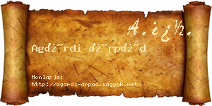 Agárdi Árpád névjegykártya